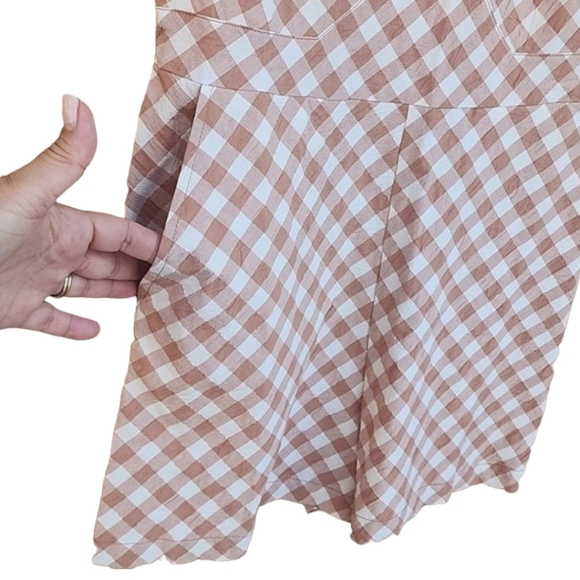 Daahls by Emma Roberts Luna Jumpsuit Romper 36 S Shorts Mocha Plaid Checks - Picture 12 of 15